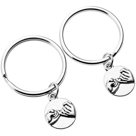 2PCS Par nøkkelringer til par med tilpasset gravering av løfte om lillefinger