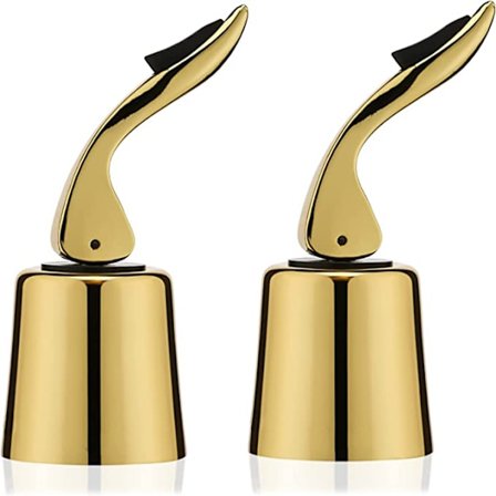 Vinstop, genanvendelig prop til at holde vinen frisk (Gylden, 2 stk)