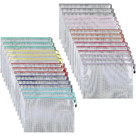 30 Pieces Document Pouch A6. Ipow Zipper Pouch Mesh Bags Set Zipper Pouch