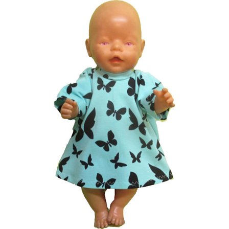 Turkos/mönstrad klänning till Baby Born