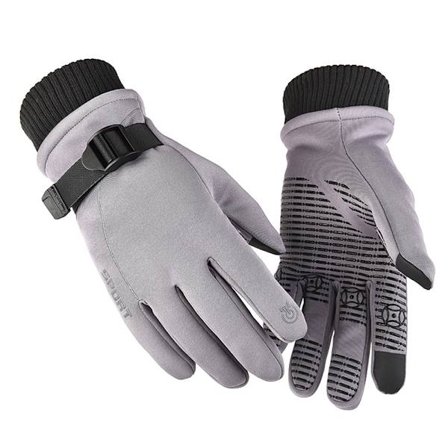 Varme hansker for ski, lette anti-skli berøringsskjermhansker for utendørs vintersport, grå XL-kode