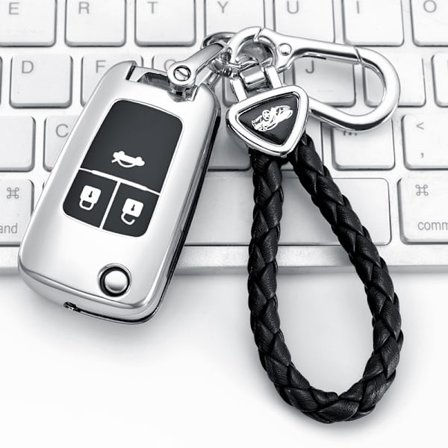 Silikonnyckelskydd för Opel Chevrolet - Mjukt krom TPU-nyckelskydd för 3 Tasti Chevrolet Aveo Opel Corsa Zafira Mokka Fjärrnyckelskydd (