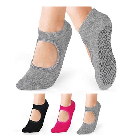 3 par med sklisikre yogasokker for kvinner, kvinners pilatesokker, ikke-