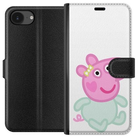 Yhteensopiva Lompakkokotelo Apple iPhone 16e Peppa Pig vauvahahmo pastelliväreissä, suloinen piirretty lasten kuvitus pehmeällä minimalistisella tyyli
