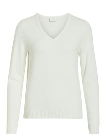 Viril V-Neck L/S Knit Top Pullover Hvit Vila*Betinget Tilbud