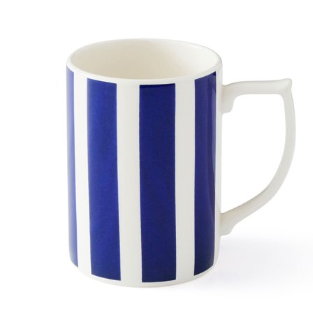 Spode Steccato-krus, brede striper' - 'Hvit/blå