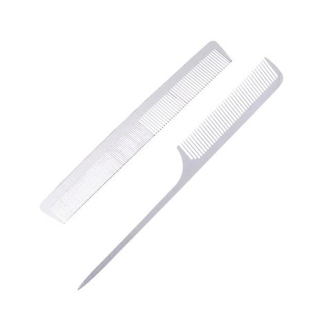 2 st tunna rostfria hårkammar frisörsalong frisörstålkam hårklippningsmetallkam för hemresa (25*3cm)