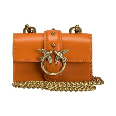 Pinko, Micro Love Bag Icon Simply Oranje, Dames, Maat:ONE Size,leer