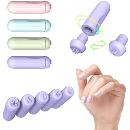 ING Silikone Neglestempler til Neglekunst, Neglestempelsæt. Fem Udskiftelige Stilarter, Neglekunst Stempelpen, Blomster Neglestempelværktøj (LILLA)