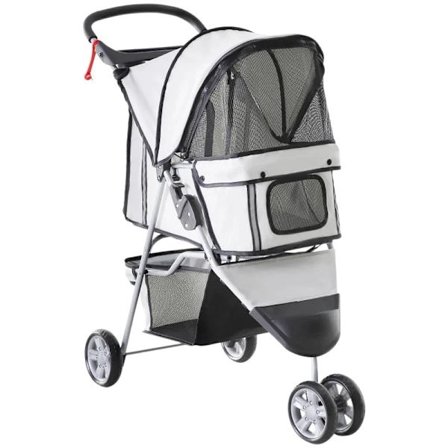 Rootz Dog Stroller - Dog Cart - Dog Buggy - Dog Trolley - Trolley Pet - Pet Travel Stroller - Puppy Jogger Carrier - Grey - 75L x 45W x 97H cm