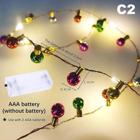 Dukkehuss Dekoration Mini Lysstreng Julepynt Lysstreng Model (YJD)