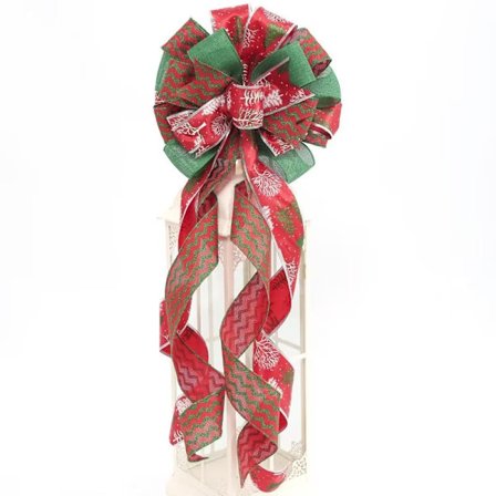Rød sløjfe juletræstop med lange streamers Buffalo juledekorationer til helligdage Juledekorationstilbehør--Lefou Sunmostar
