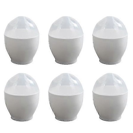 6 stk. Mikrobølgeovn Dampkoker Eggkopp Mini Eggkoker Bærbar Eggeplomme For Hjemmekjøkken (Hvit)