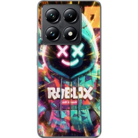 Kompatibel Mobilcover til Xiaomi Xiaomi 14T Pro Neonfarvet Roblox hættetrøje figur med lysende effekter og energifyldt baggrund, moderne gaming illu