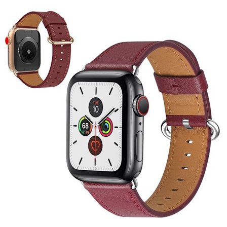 Apple Watch Series 5 / 4 40mm genuine leather watch band - Wine Red