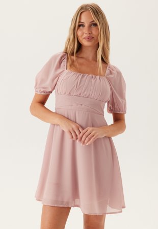 BUBBLEROOM Square Neck S/S Georgette Dress Klær