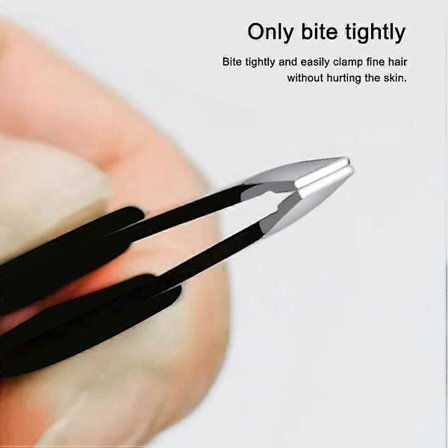 Brede pinsetter med skrå tupp i rustfritt stål, 2 stk. sklisikre pinsetter med skrå tupp for hårklype