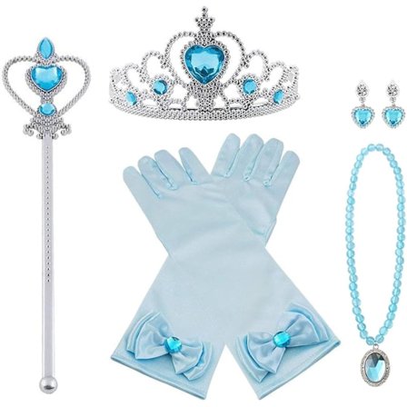 Princess Elsa Costume Accessory Set for Kids, Includes Braid, Tiara, Gloves and Wand