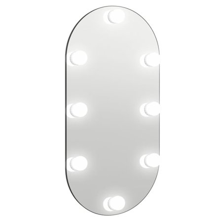 vidaXL Spegel med LED-lampor 80x40 cm glas oval
