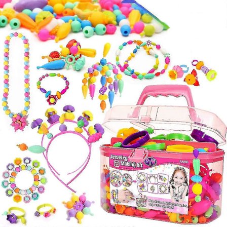 Snap Pop Perler for jenter, leketøysett for barn, smykkerlaging, armbånd, halskjede