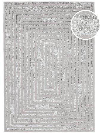 Geométrica Miles Gris/Gris Plata Oeko-Tex Alfombra