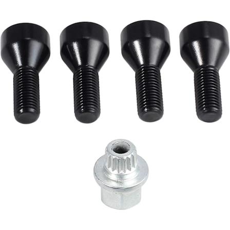 Låsbare hjulmuttersett for 5-serie E90 4+1 Hjulbolt M12 x 1.5 Stål Hjulbolt & Låsemuttersett Svart