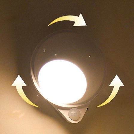 Vattendroppe 360 Grader Rotationslampa med Rörelsedetektor för Kroppen, Bärbar för Utomhus och Sovrum