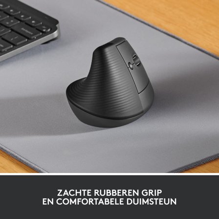 Logitech Lift Vertical Ergonomic Mouse - vertikal mus - Bluetooth, 2.4 GHz - grafitt