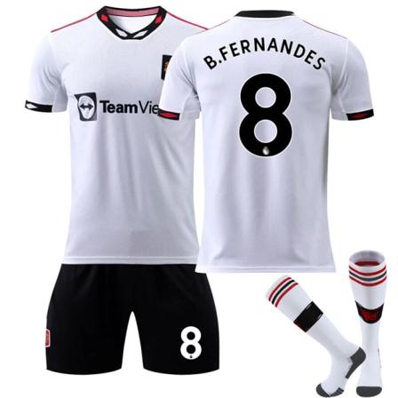 22-23 Red Devils vierasvalkoinen pelipaita nro 7 Ronaldo jalkapalloasu 25 Sancho 10 Rashford lasten puku sukkineen Man L Away No. 8 + Socks L