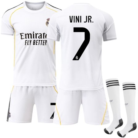 Real Madrid 2025/26 Hjemmedrakt for barn og voksne - Vinicius Jr #7 Nr. 7 VINI JR Nr. 7 VINI JR