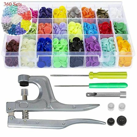 Ohp T5 Trykknapper Syning Plast Harpiks Fasteners Håndværk 24 Farver 360stk + Værktøjer