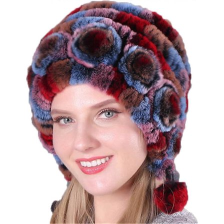 Dame Pels Strikket Hue Vinter Elastisk Varm Hætte UWX