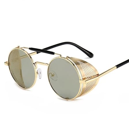 Trendiga Retro Steampunk Solglasögon Män Märkesdesigner Runda Steam Punk Legering Solglasögon Goggles För Kvinnor UV400 Gafas de Sol