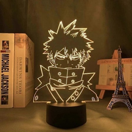 My Hero Academia Katsuki Bakugo Lys Anime Lampe 3D LED Natlampe 16 Farveskiftende Bordlampe til Hjemmeindretning Dekorativ Julegave Børns