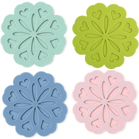 4 silikon gryteunderlag - Varme matter for bord og benkeplater - Gryteunderlag for varme retter - Sett med 4 farger