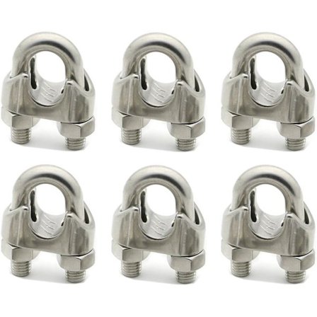 6 stk. M8 rustfrit stålwire kabelklemme 5/16" wire kabelklemme