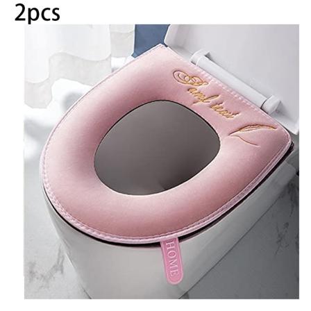 2 Pak Tykkere Myke Toalettseter Toalettseter Toalettsetetrekk Myk Tykk Pude Vaskbar Passer Alle Ovale Toalettseter(Rosa)