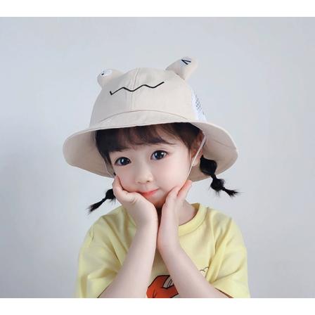 Våren och sommaren tecknad groda hatt mesh söt toppig keps 1-4 år manliga och kvinnliga baby björn öra hatt (Beige)