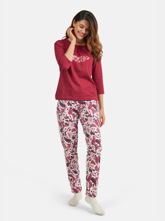 BRANDTEX - Pyjamas - Rød - Blomstret