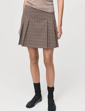 Mango Pleated Mini-Skirt - Brown - 32