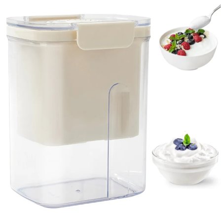 Gresk yoghurt sil, gresk yoghurtmaskin 1100 ml kapasitet vaskbar myseavskiller med lokk gjenbrukbar yoghurtfilter