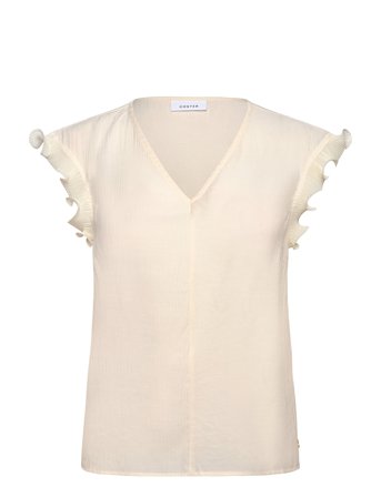 Top With Ruffles In V-Neck Tops Blouses Sleeveless Cream Coster Copenhagen