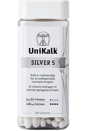 Unikalk Silver 5 Hvid 180 stk., Helse & Madvarer, Mineraler, Kalk