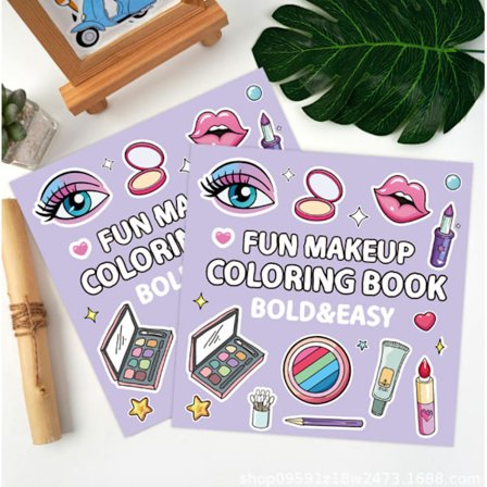 En fargeleggingsbok for voksne og tenåringer med supersøte bilder og enkle og avslappende mønstre, sminke