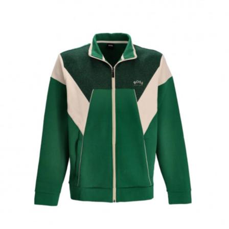 Hugo Boss, Skaz Logo Zip Through Groen, Heren, Maat:S,Katoen