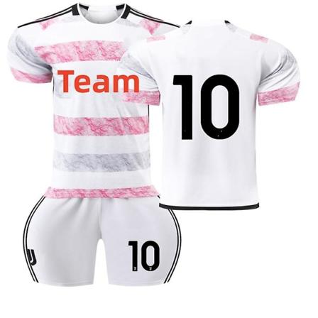 2024 Ny Pojkar Flickor Barn Sport Fotbollströja Set Män Kvinnor Unisex Fotbollsspelare Namn Stjärna Vit Rosa Fotbollsuniformer 26 POGBA 10