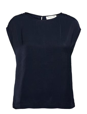 Recycle Polyester Blouse Ss Blouses Short-sleeved Blå Rosemunde