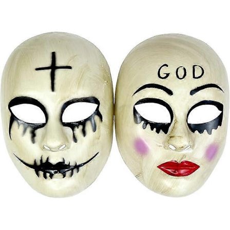 2 st, The Purge Anarchy Evil Smiley Mask Horror Killer GOD Mask Halloween Film Kostym Cosplay Mask