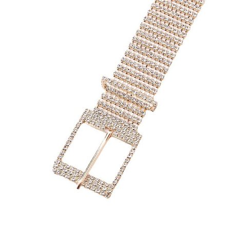 Fashion Lyxig Dam Bling Rhinestone Bälte Bredd Bling Kristall Midjekedja