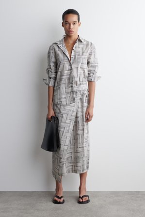 COS Women's Camicia In Cotone Con Stampa in Beige